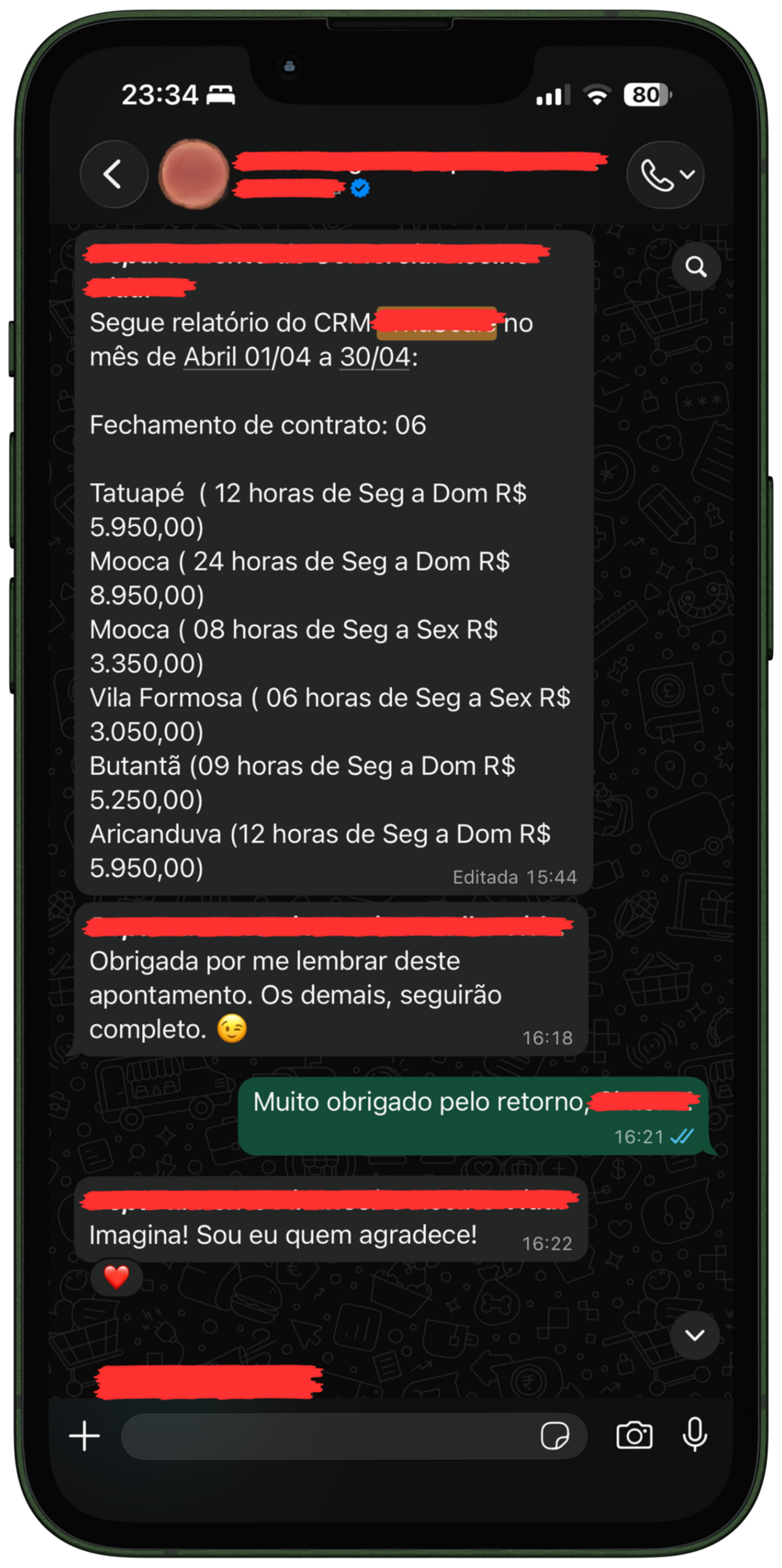 Mockup de registro comercial do CRM relacionado ao case de uma franquia de cuidadores de pessoas.