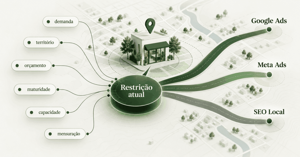 Google Ads, Meta Ads ou SEO Local: onde uma unidade de franquia deveria investir primeiro?